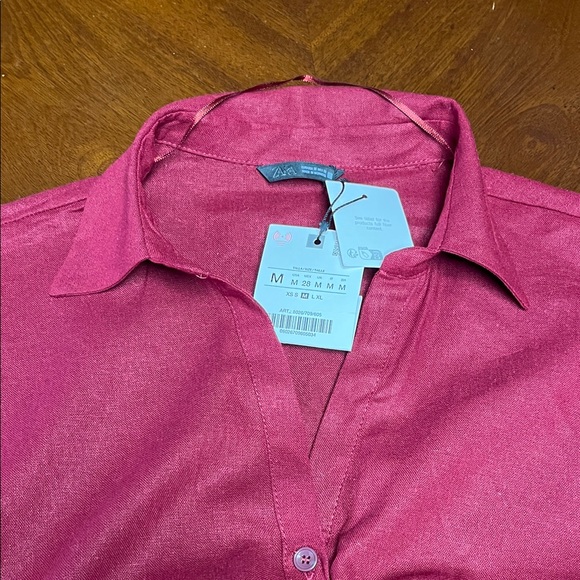Zara Burgundy Button-Up Shirt - Picture 3 of 10